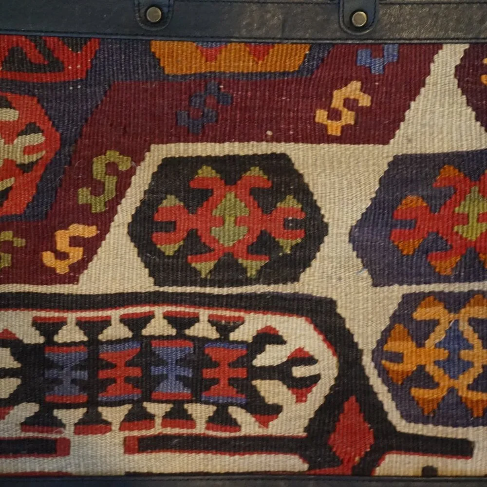 Vintage Yun Art Kilim and Leather Brief Case